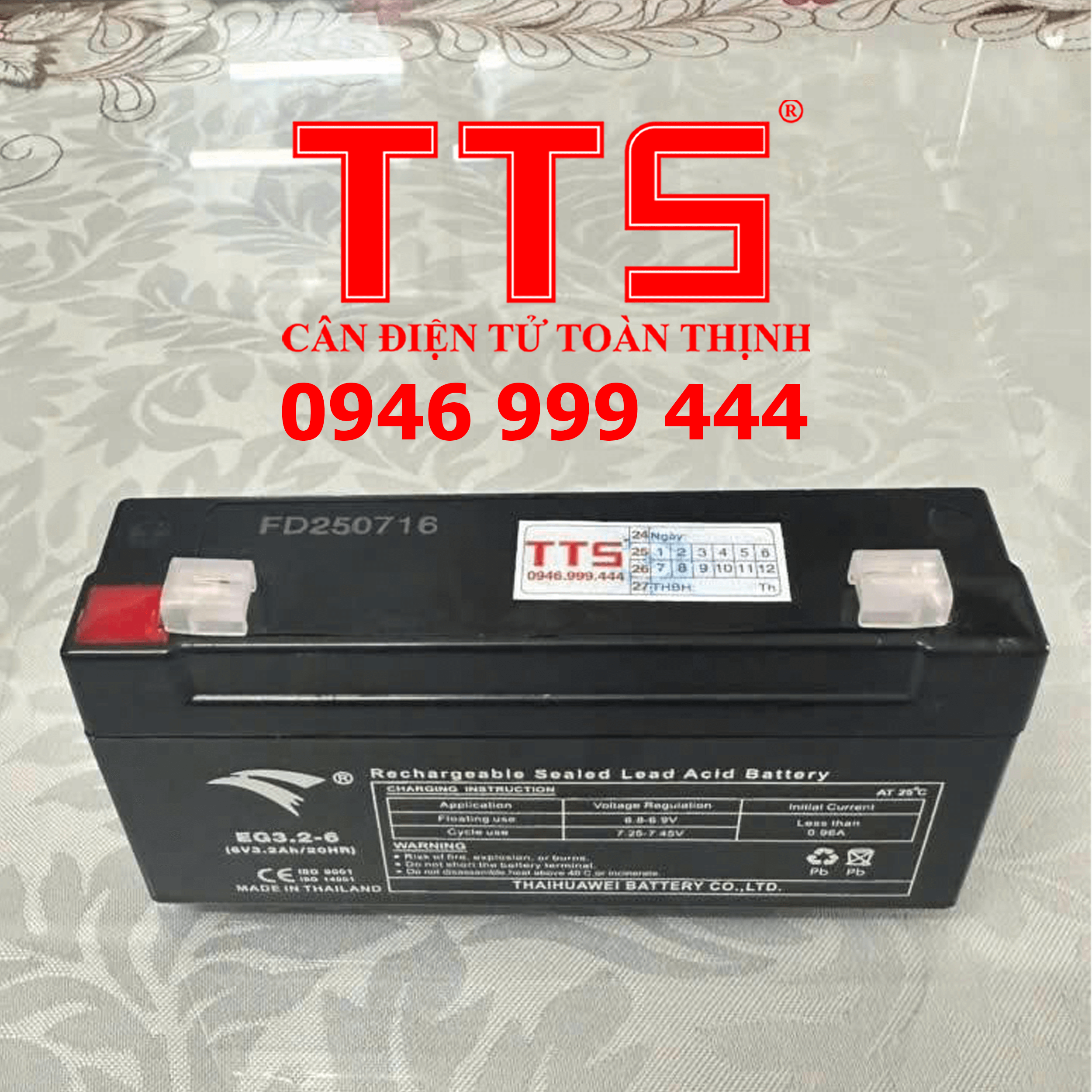 PIN SẠC CÂN ĐIỆN TỬ 6V/3.2AH